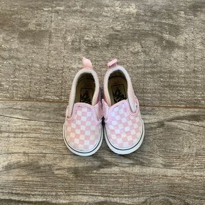 Toddler Pink and White checkered Vans
